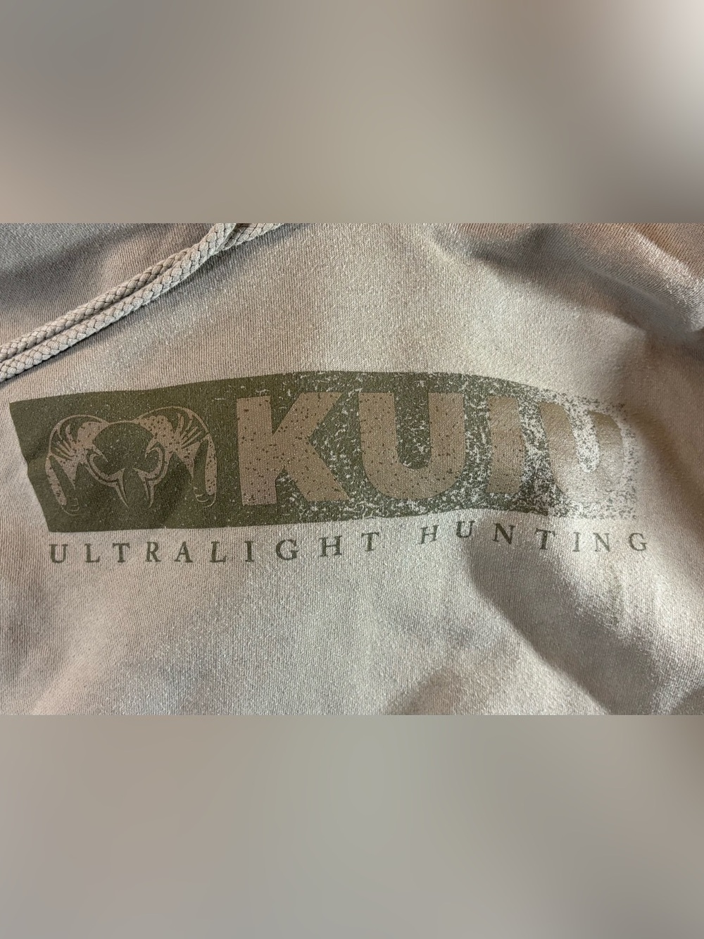 KUIU Olive Gray Pullover Hoodie with Logo Large